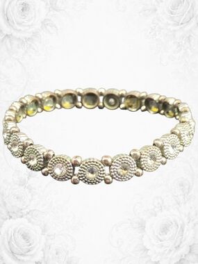 Round Crystal Accent Stretch Bracelet - Silver Tone Jewelry